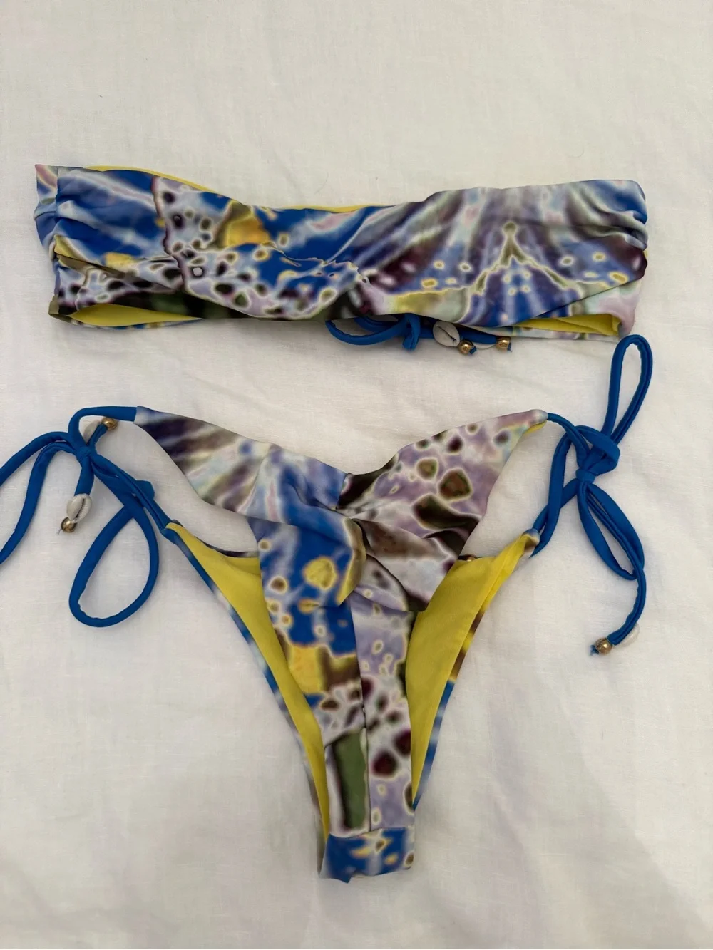 Rat & Boa Ribeiro Bikini Blue & Yellow Tie-Dye Bandeau